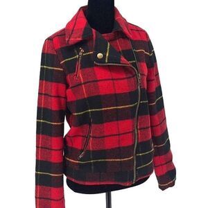 Thread & Supply Moto Jacket Lumberjack Plaid Vintage 1980’s‎ Size Small Red
